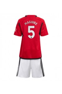 Fotbalové Dres Manchester United Harry Maguire #5 Dětské Domácí Oblečení 2023-24 Krátký Rukáv (+ trenýrky)